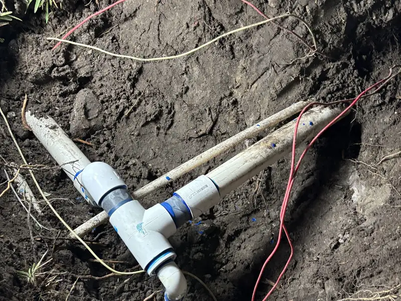Small buried service-line repair in the lawn