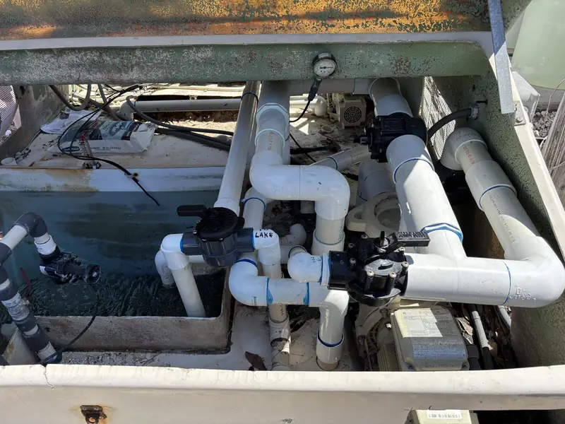 PVC valves and piping on pool equipment
